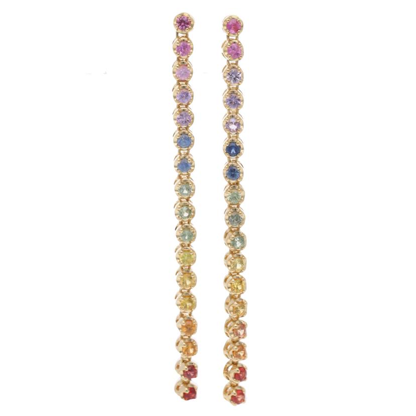 / K18 カラーサファイアピアス 0.75/0.75ct/4.9g//Sランク/75