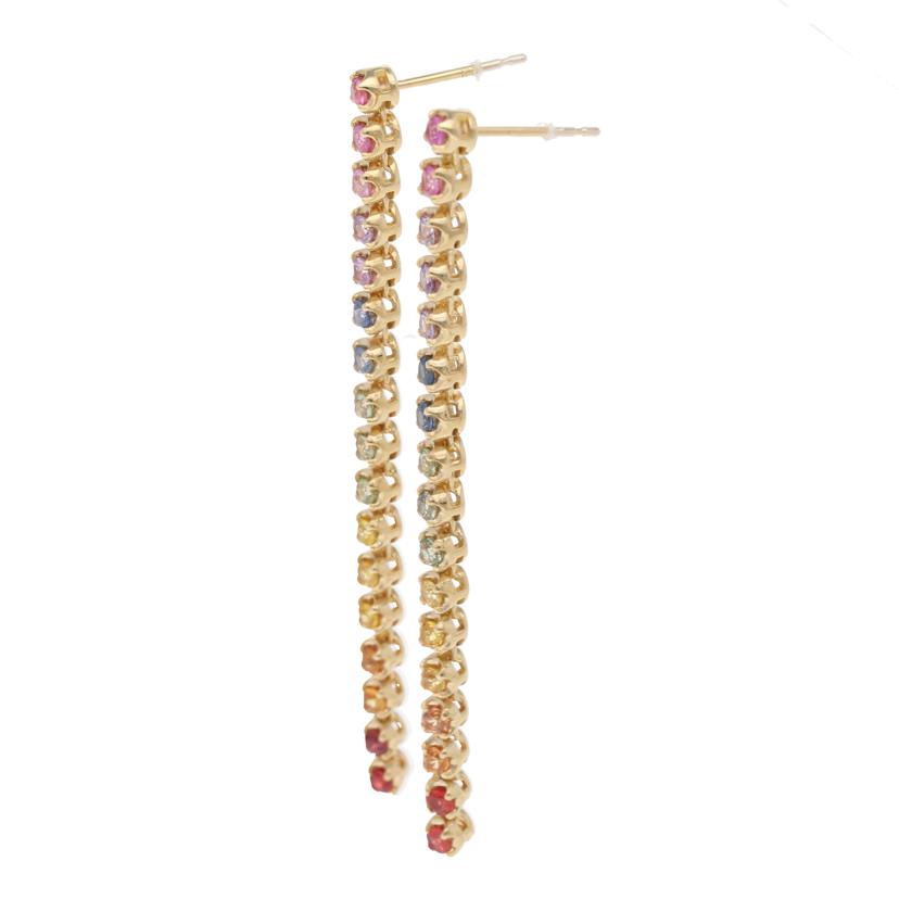 / K18 カラーサファイアピアス 0.75/0.75ct/4.9g//Sランク/75