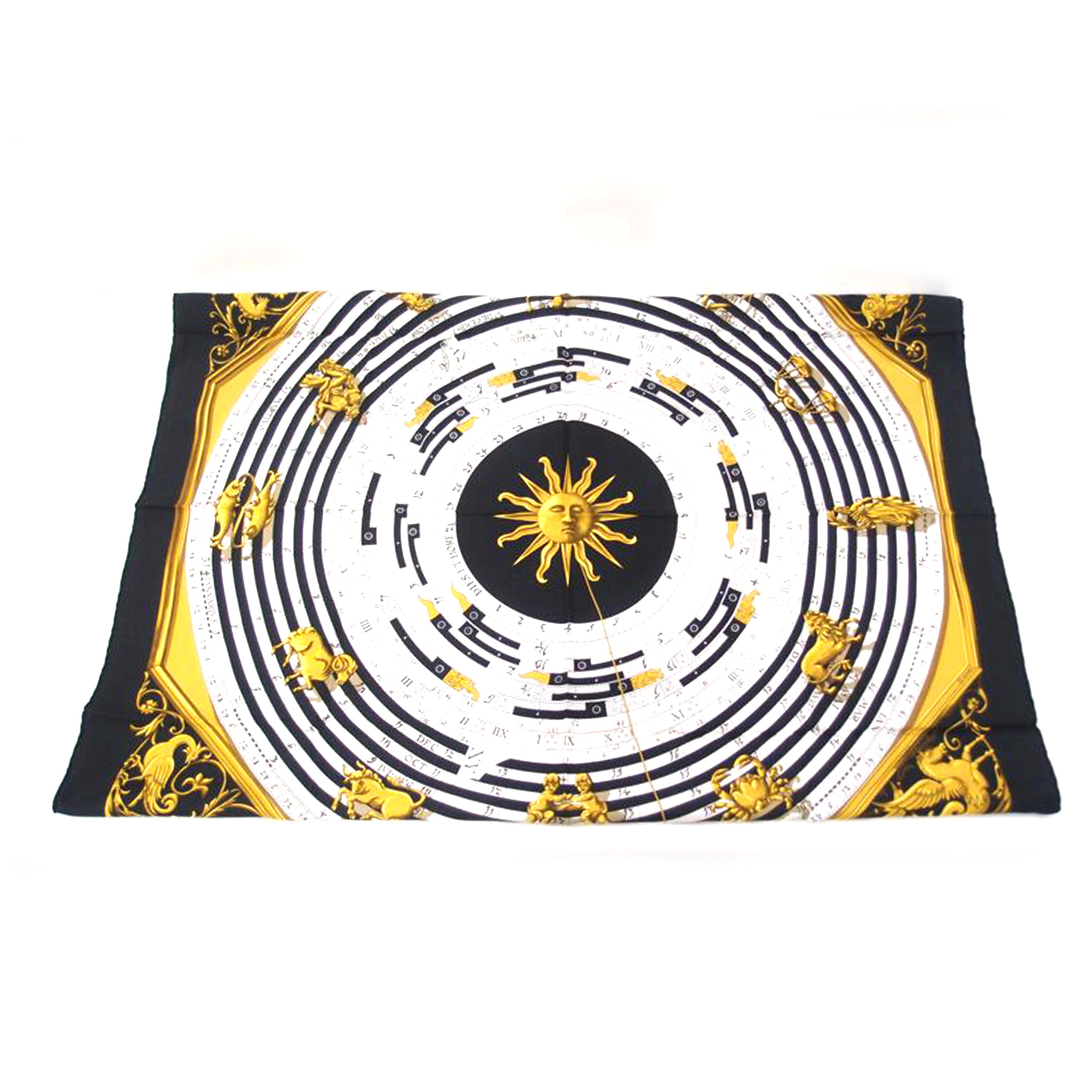 HERMES エルメス スカーフ 黒/カレ90/DIES ET HORE/ブラック//Aランク/69