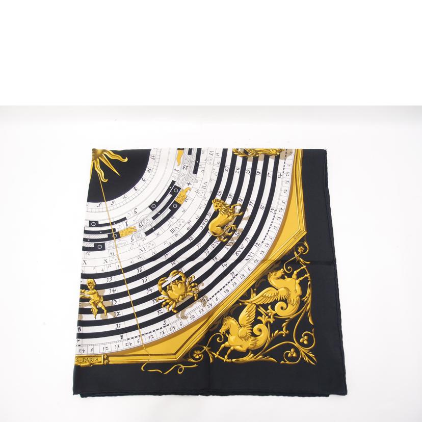 HERMES エルメス スカーフ 黒/カレ90/DIES ET HORE/ブラック//Aランク/69
