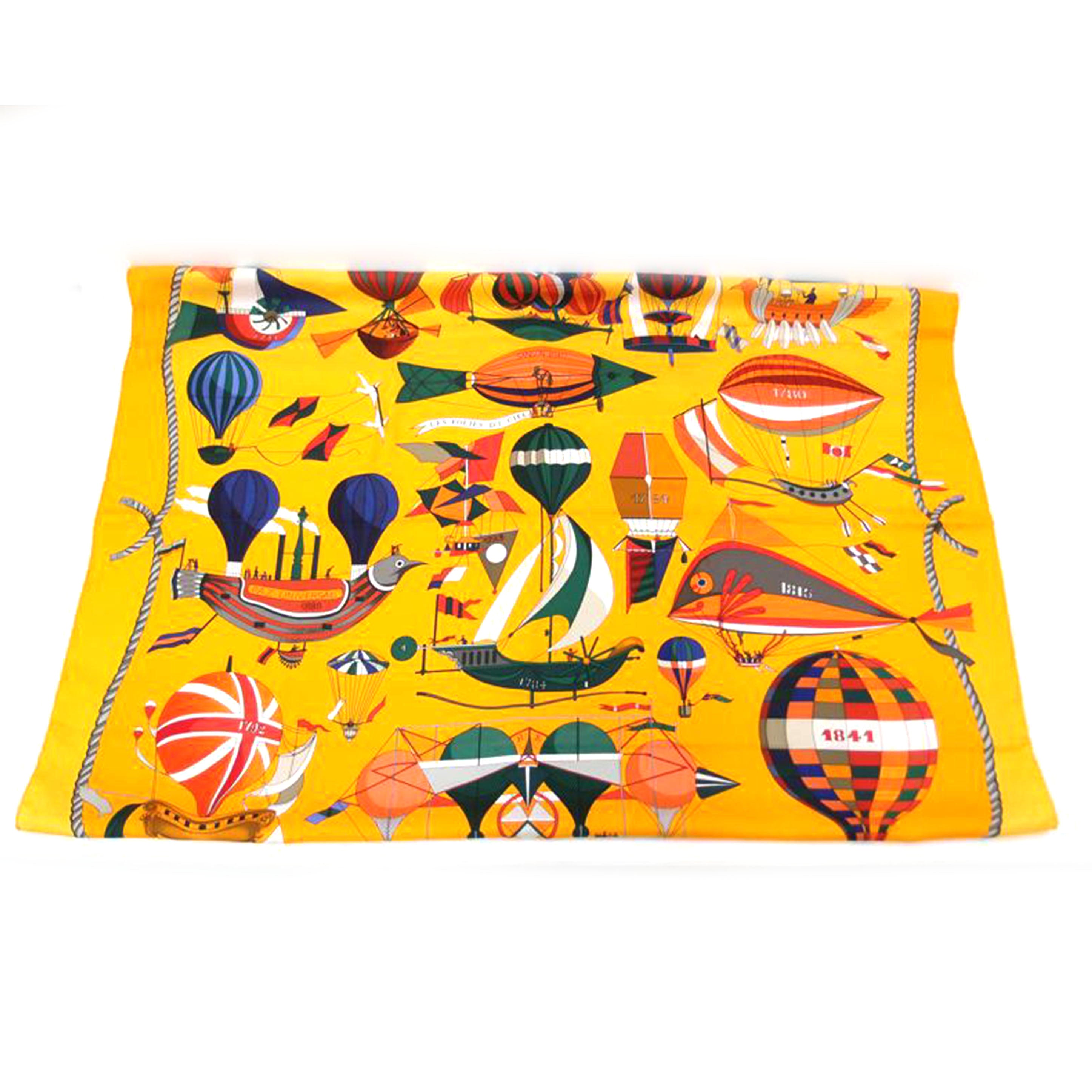 HERMES エルメス スカーフ 大判 黄色 レディース/カレ90/LOIC DUBIGEON/気球/オレンジ//Aランク/69