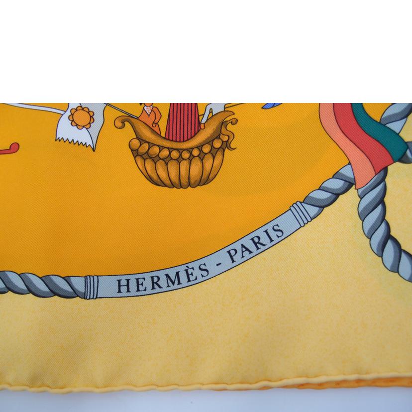 HERMES エルメス スカーフ 大判 黄色 レディース/カレ90/LOIC DUBIGEON/気球/オレンジ//Aランク/69