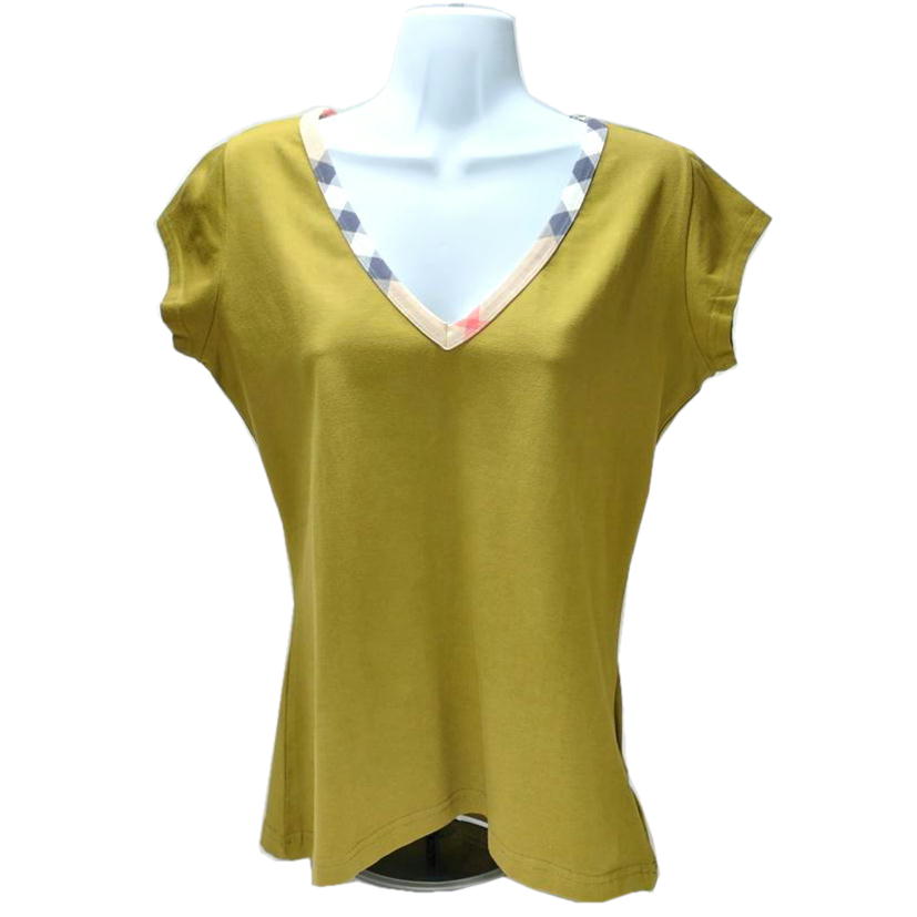 BURBERRY LONDON バーバリージャパン株式会社/ノバチェック Tシャツ Vネック カーキ/FAJ22-557-73//Aランク/52