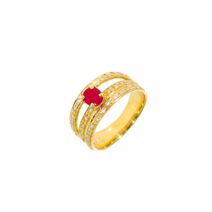 / K18ルビーダイヤリング0.52/D0.34ct//Aランク/75