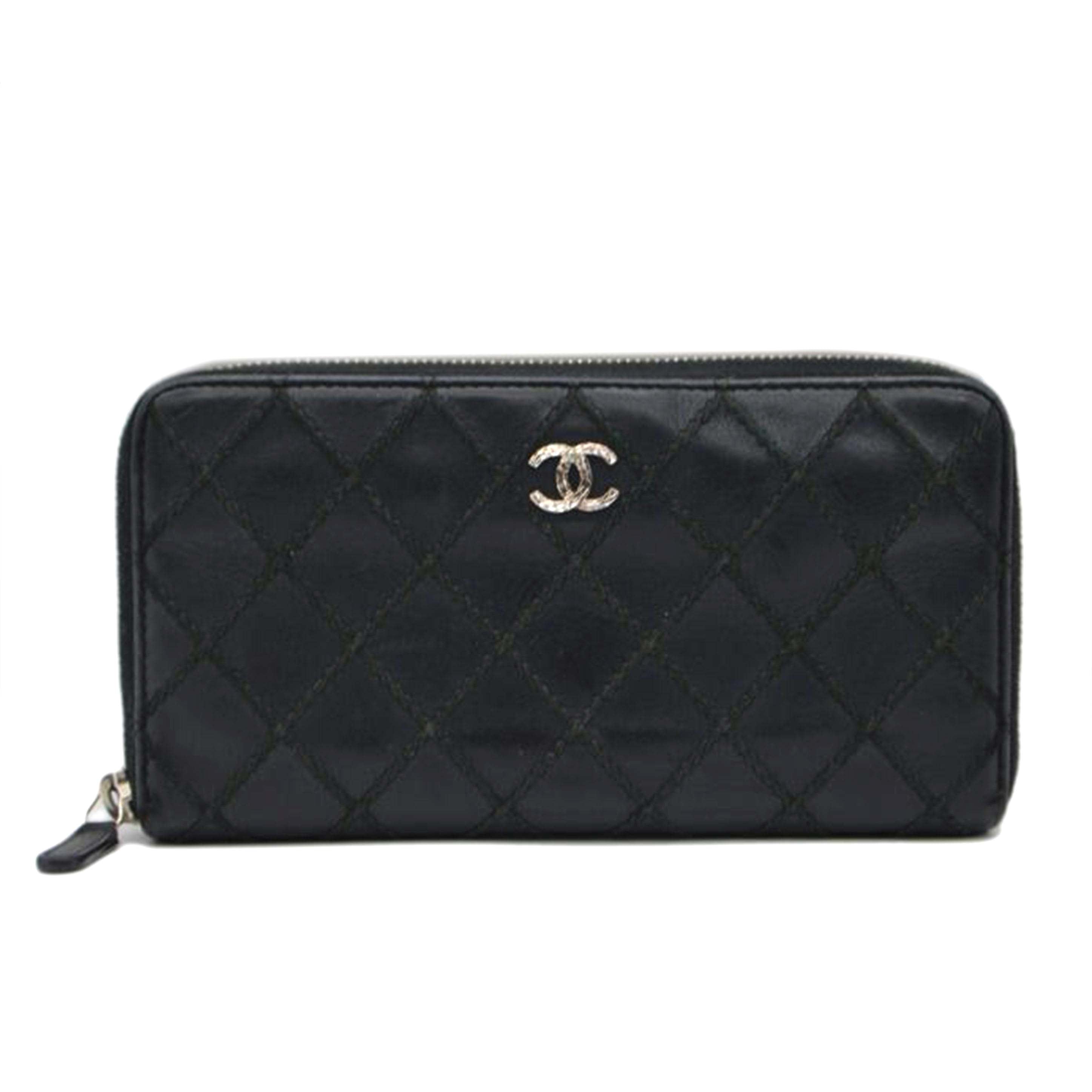 CHANEL シャネル/ワイルドステッチラウンドファスナー長財布/ノワール//19067850/Bランク/89