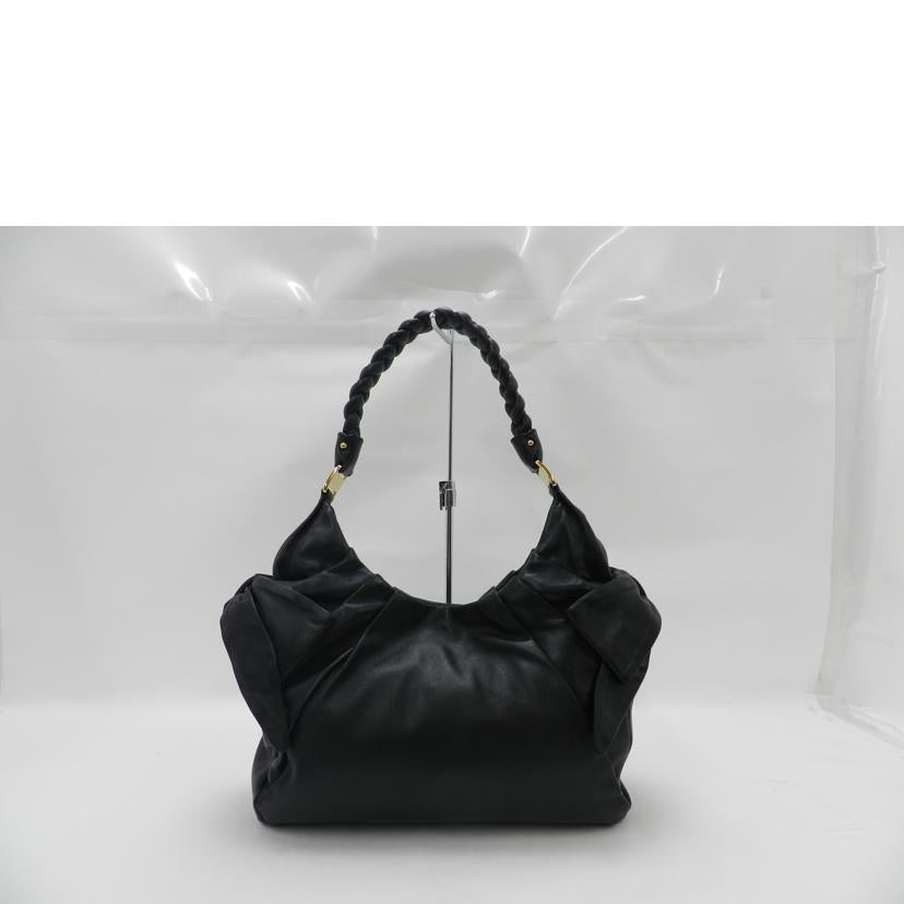 Ferragamo フェラガモ 黒 肩掛け レディース/サイドリボンレザーワンショルダー/ブラック/AB-21 C516//Aランク/69