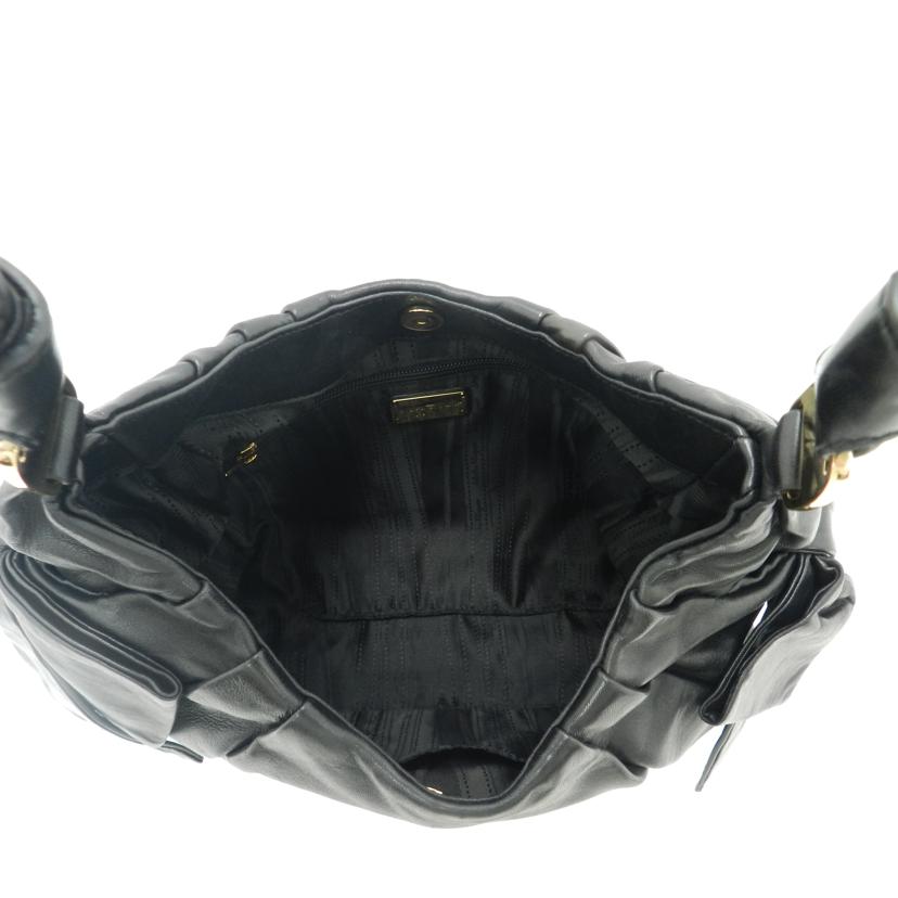 Ferragamo フェラガモ 黒 肩掛け レディース/サイドリボンレザーワンショルダー/ブラック/AB-21 C516//Aランク/69