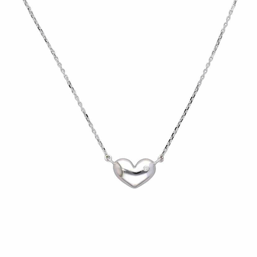 K10WG/K10WGダイヤハートネックレス0.01/1.9//0.01/Aランク/75
