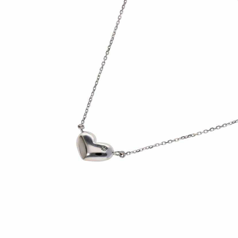 K10WG/K10WGダイヤハートネックレス0.01/1.9//0.01/Aランク/75