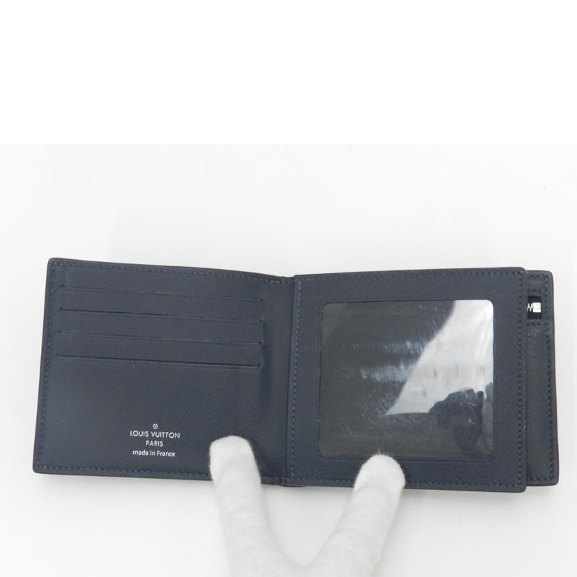 LOUIS VUITTON ルイヴィトン レザー 二つ折り財布 紺 メンズ/ポルトフォイユ・アメリゴ/タイガ/ブルーマリーヌ/M62046//RA5119/Aランク/69