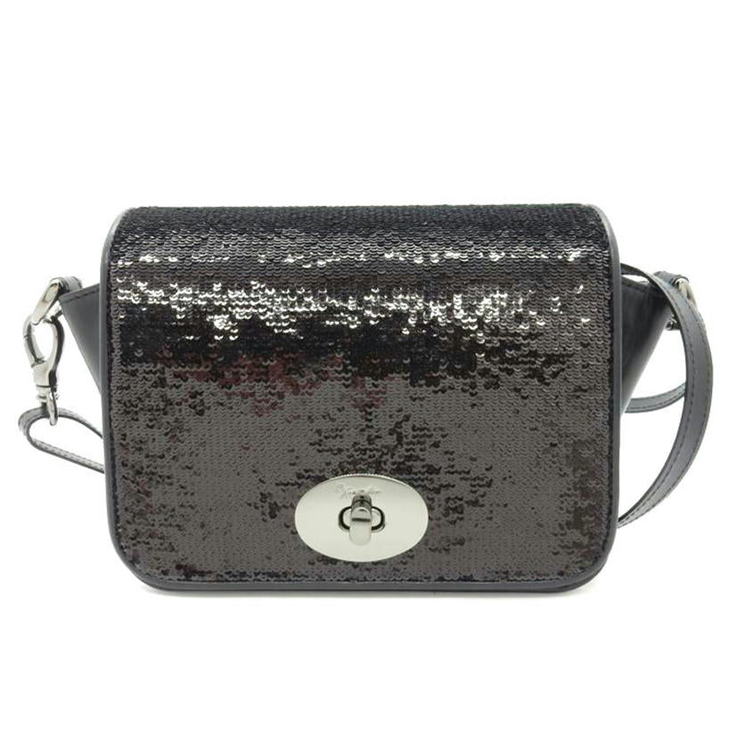 GINZA KANEMATSU 銀座かねまつ/スパンコール/スモールショルダーバッグ/レザー/ブラック//Aランク/02