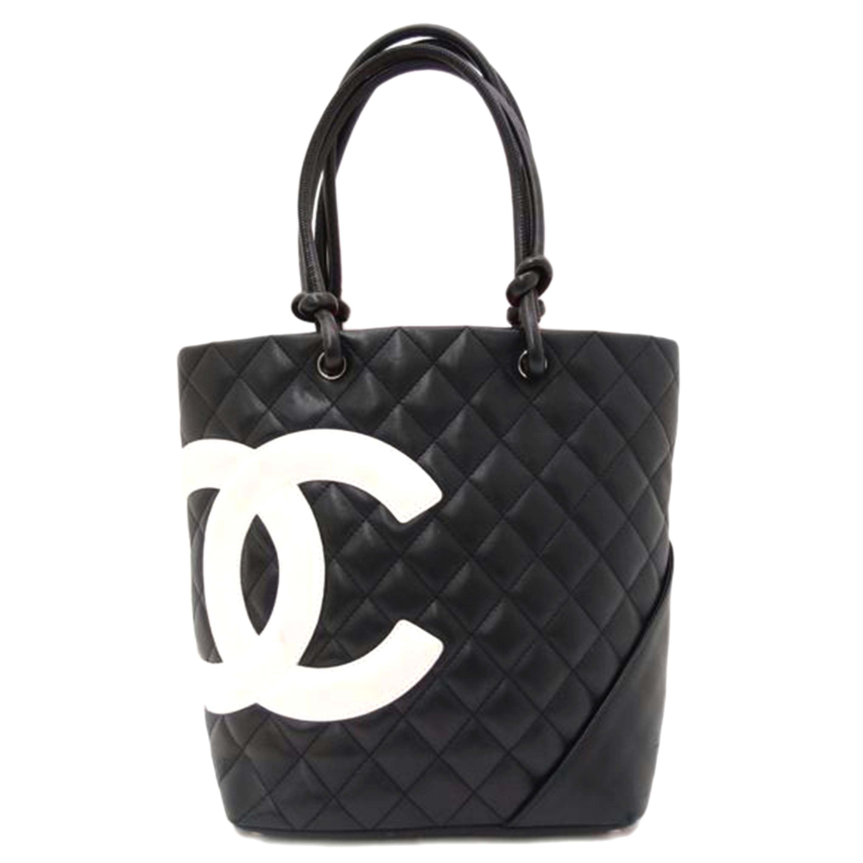 CHANEL シャネル 黒 白 ハンド 肩掛け レディース/カンボンラインミディアムトート/ブラック/A25167//9672632/ABランク/69