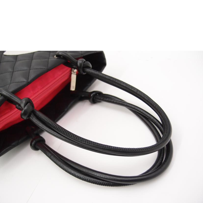 CHANEL シャネル 黒 白 ハンド 肩掛け レディース/カンボンラインミディアムトート/ブラック/A25167//9672632/ABランク/69