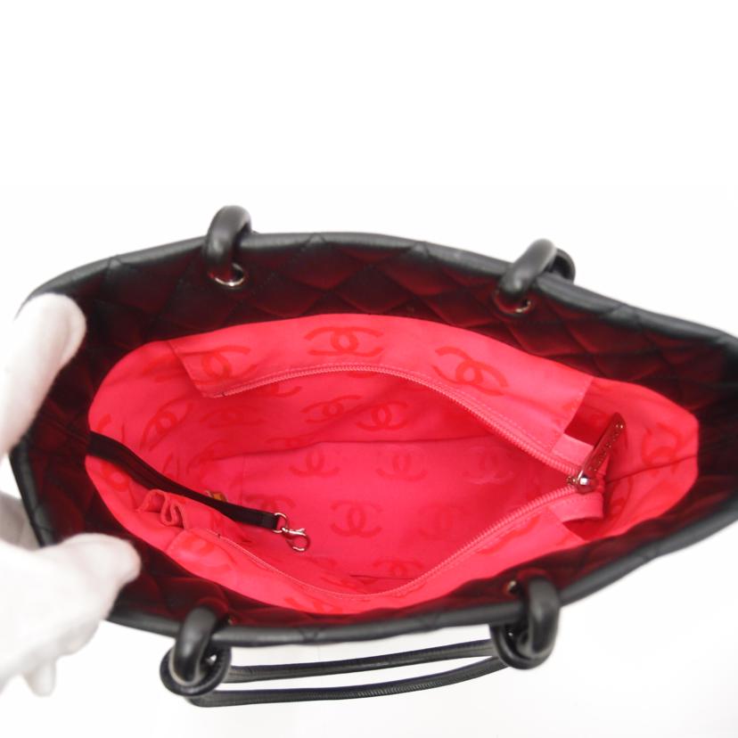 CHANEL シャネル 黒 白 ハンド 肩掛け レディース/カンボンラインミディアムトート/ブラック/A25167//9672632/ABランク/69