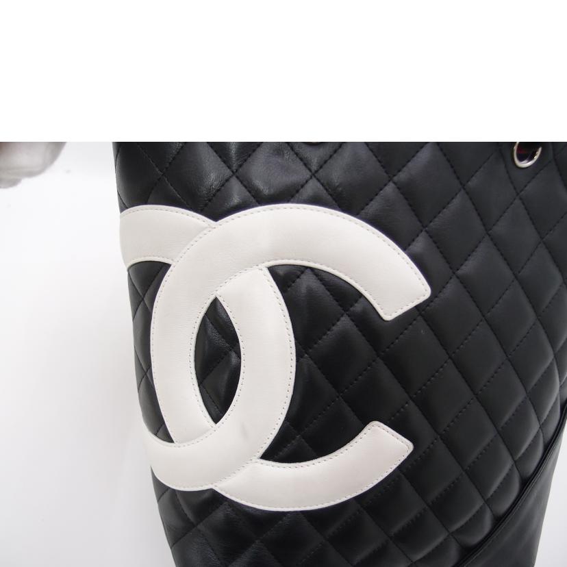 CHANEL シャネル 黒 白 ハンド 肩掛け レディース/カンボンラインミディアムトート/ブラック/A25167//9672632/ABランク/69