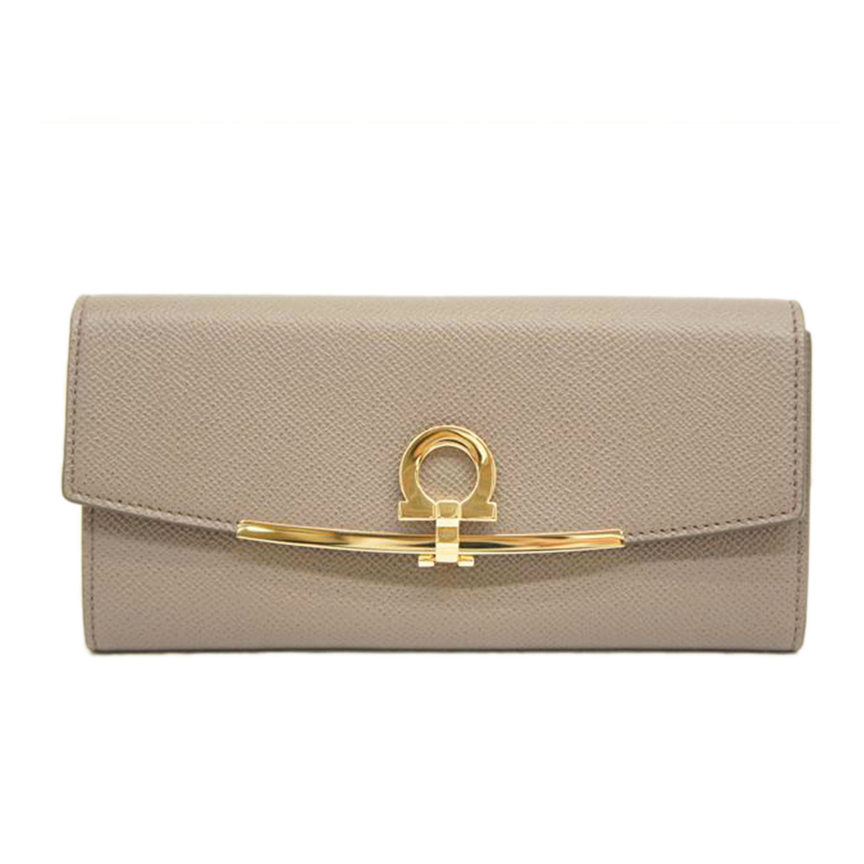 Salvatore Ferragamo サルヴァトーレ・フェラガモ/ガンチーーノクリップグレージュ長財布/22-D150//0714922/Aランク/05