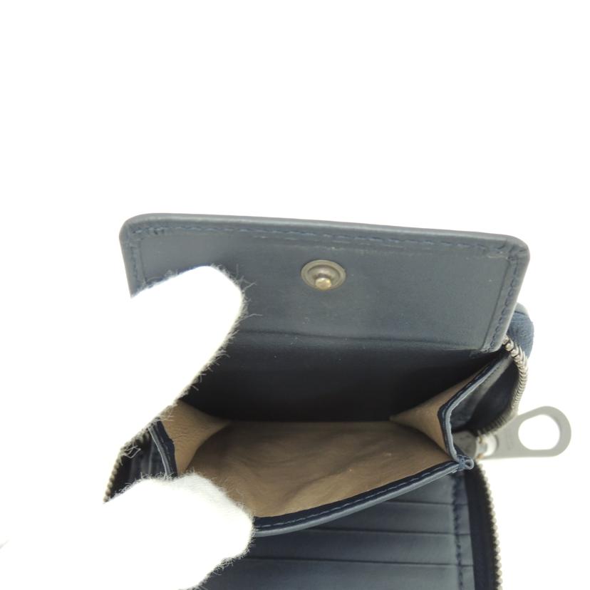BOTTEGA VENETA ボッテガ・ベネタ コンパクトウォレット 紺 メンズ レディース レザー プレゼント/イントレチャートラウンドファスナー二つ折り財布/ネイビー/510293//P00564868U/Aランク/69