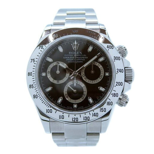 ROLEX ロレックス 腕時計 2009年頃製造 ルーレット ステンレス メンズ/コスモグラフ・デイトナ/黒文字盤/09年製/116520//V86****/Aランク/82