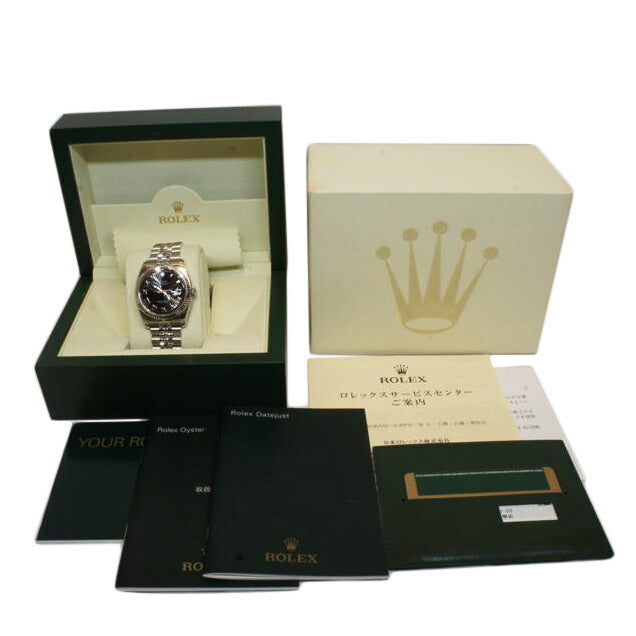 ROLEX ロレックス 腕時計 2008年頃製造 K18WG ローマンインデックス メンズ 自動巻き/デイトジャスト・ブラックサンビーム/V番/116234//V81***********/Aランク/92