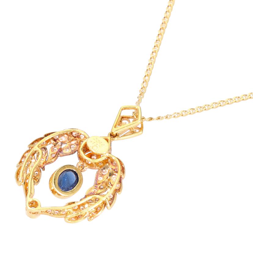 / K18サファイアダイヤネックレス1.30/D0.44ct//Aランク/88