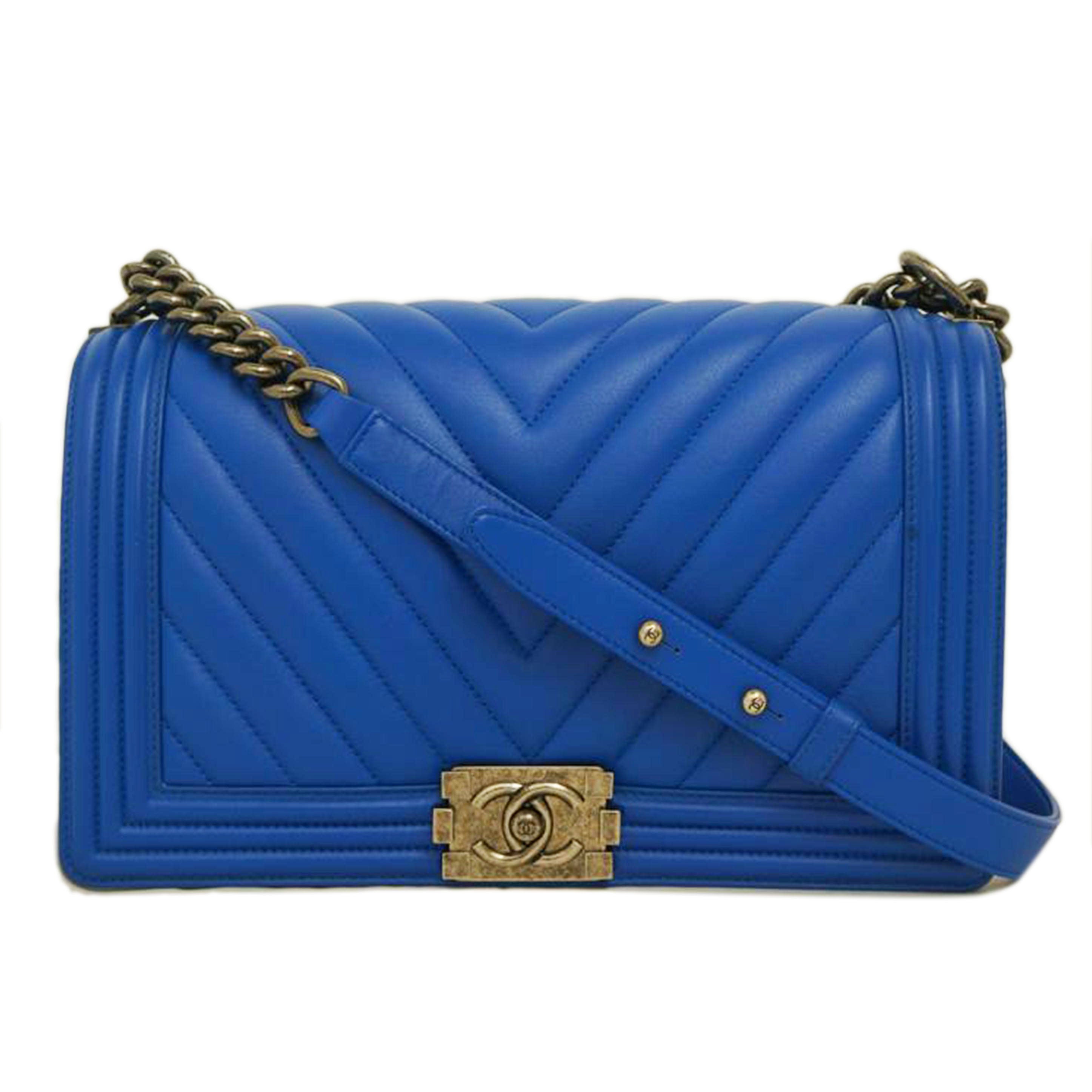 CHANEL シャネル/ボーイシャネルラージ/Vステッチ/ブルー//22346532/Aランク/09