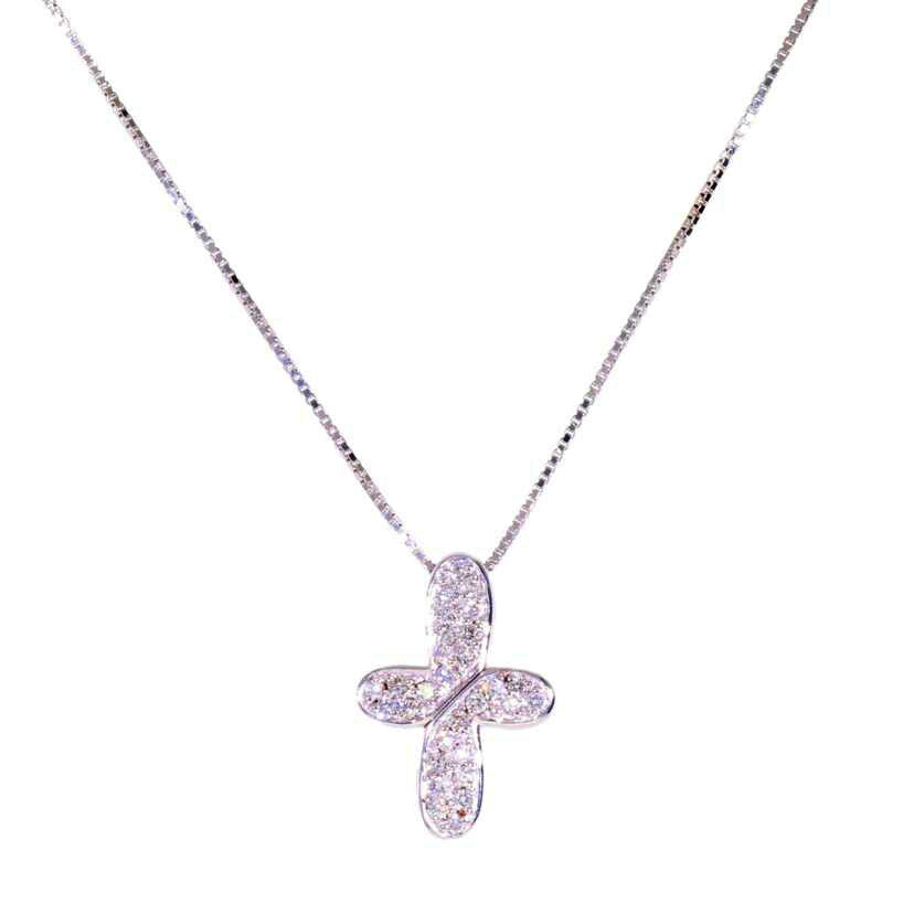 / K18WGダイヤネックレス0.29ct//ABランク/78