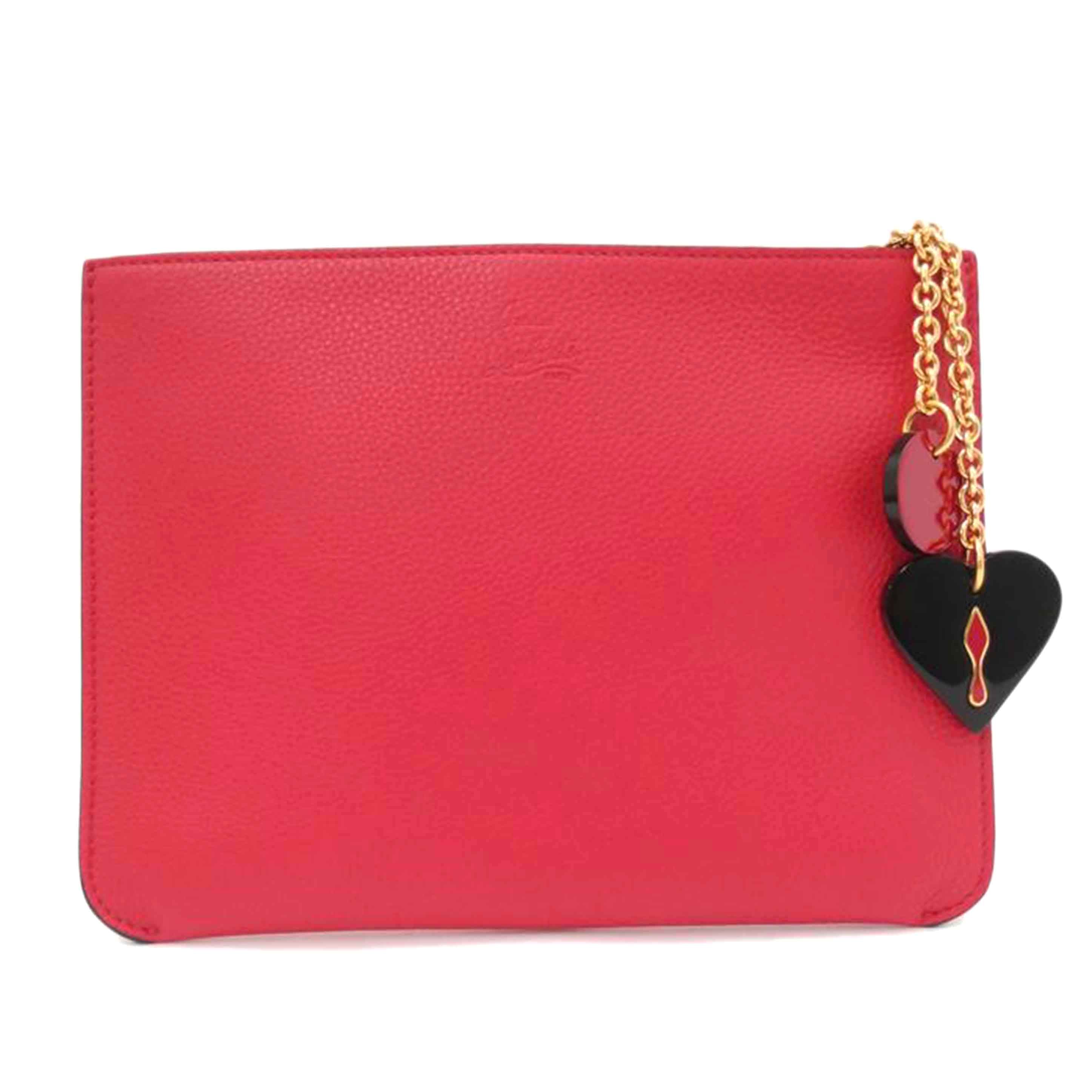 C.LOUBOUTIN クリスチャンルブタン 赤 セカンドバッグ ポーチ ハートチャーム レディース/ルビキュート・エンパイアチャームクラッチ/レッド/185073//SAランク/69