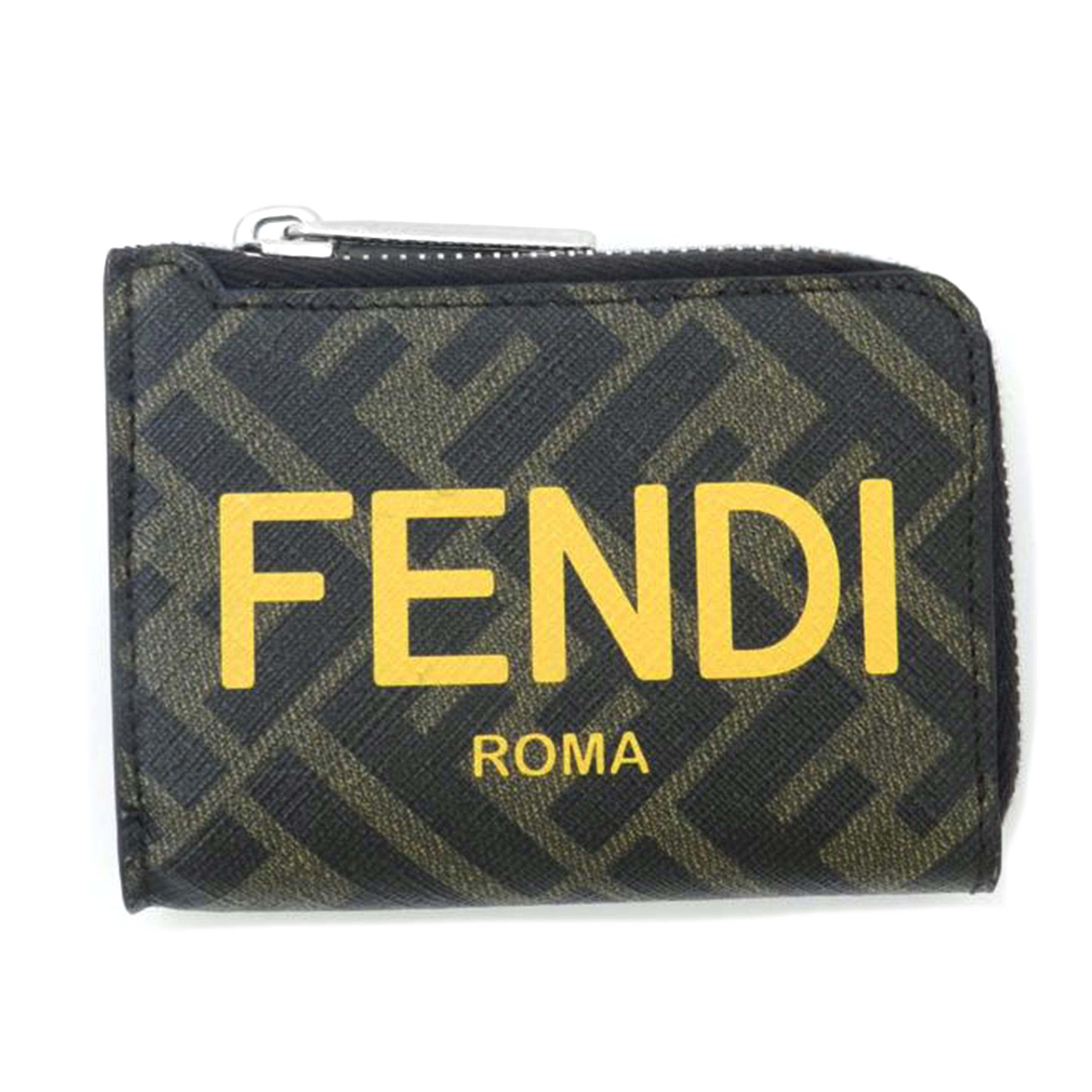 FENDI フェンディ 小銭入れ コインケース /ズッカ柄L字ファスナーカードケース/ブラウン/7M0341//07528396/SAランク/69