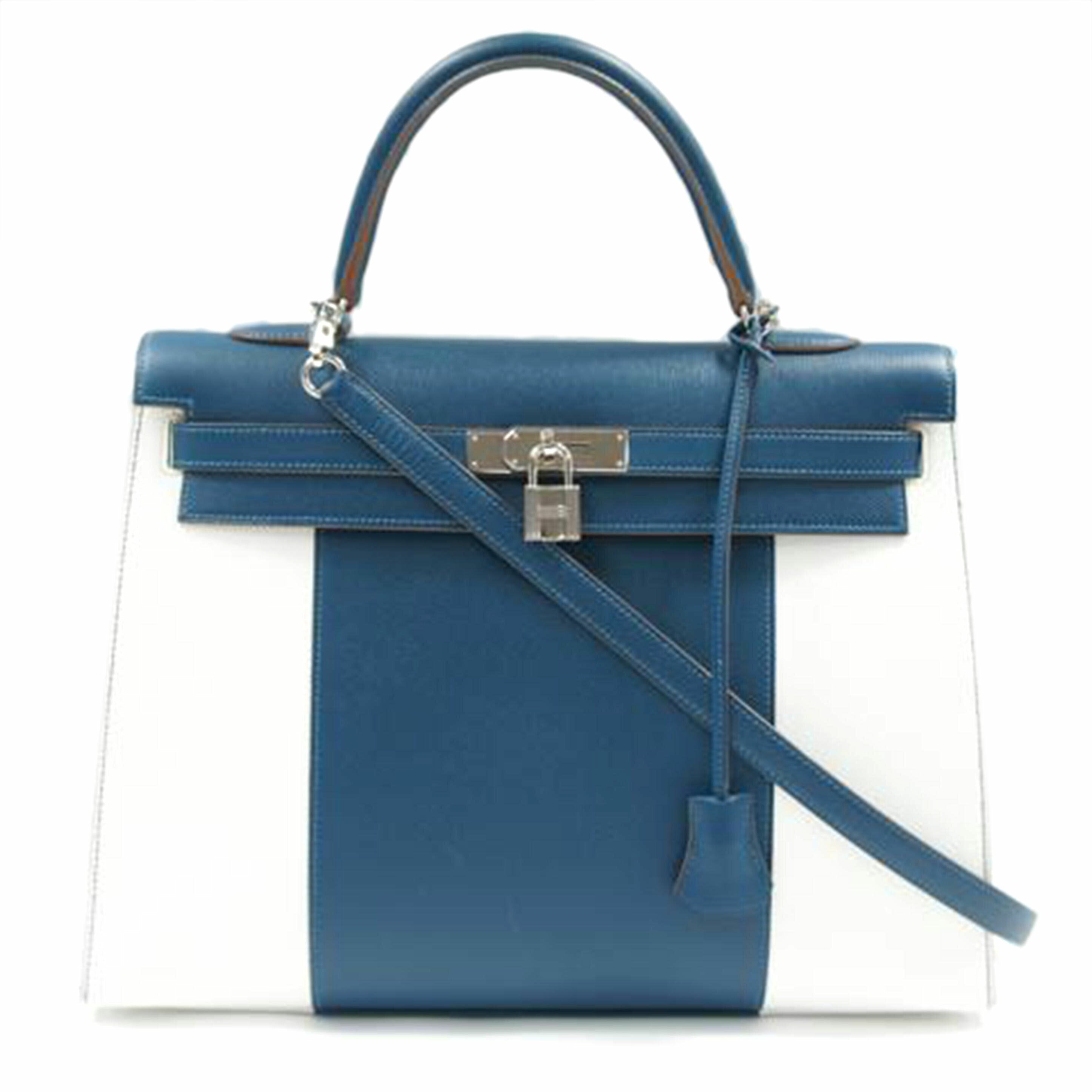 HERMES エルメス/ケリー35/エプソン/ブルータラサ×ホワイト/V金具//□R刻印Ω55/SAランク/75