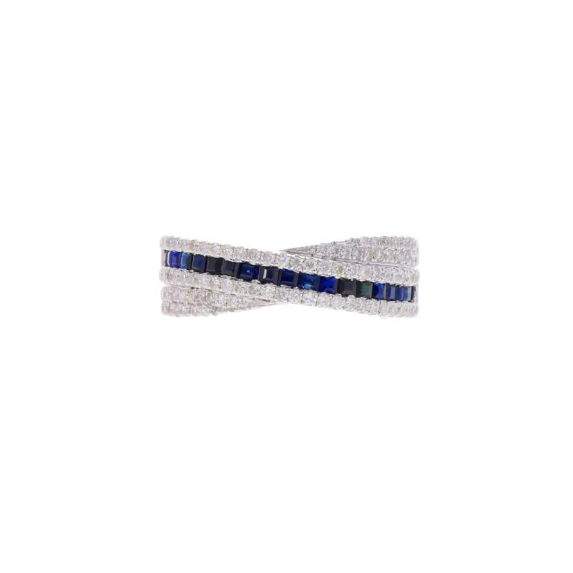 / K18WGサファイアダイヤリング0.65/D0.50ct//Aランク/75