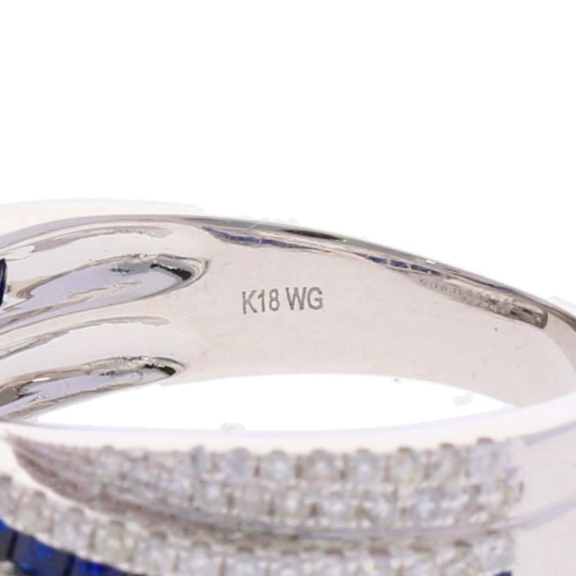 / K18WGサファイアダイヤリング0.65/D0.50ct//Aランク/75