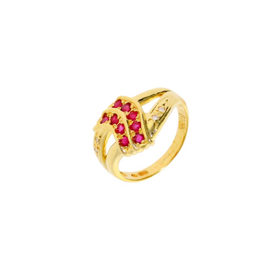 K18/K18ルビーダイヤR0.46/#11.5/4.1//R0.46ctD0.03ct/Aランク/75