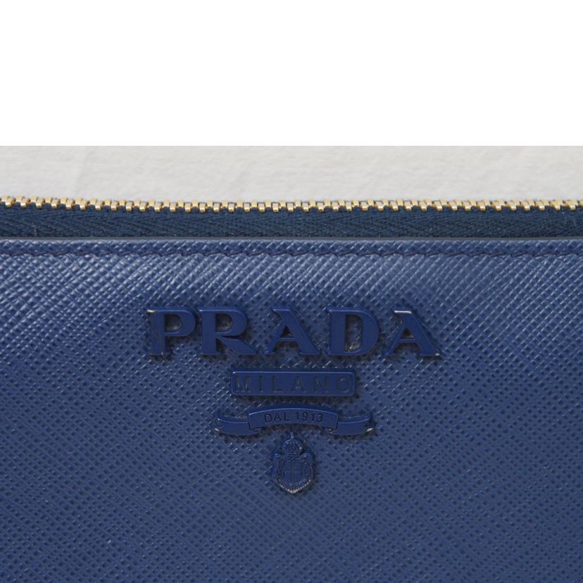 PRADA/サフィアーノ/ラウンドファスナー/長財布/青/62B//Bランク/78