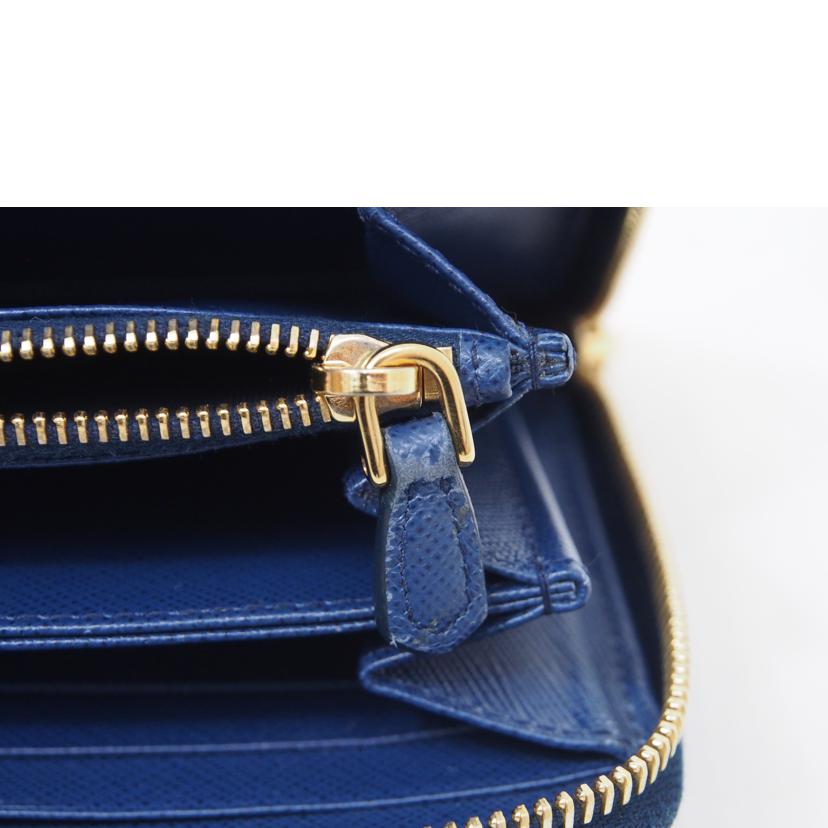 PRADA/サフィアーノ/ラウンドファスナー/長財布/青/62B//Bランク/78