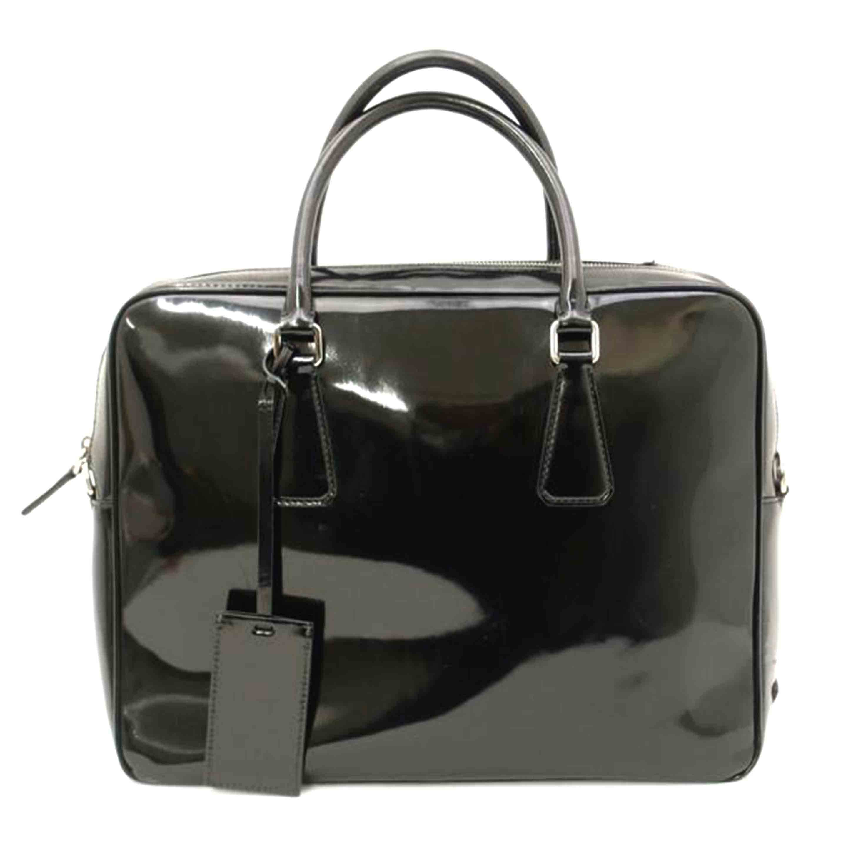 PRADA プラダ ブリーフケース ハンドバック 黒/エナメルビジネスバック/ブラック/VA0891//11 */Aランク/69