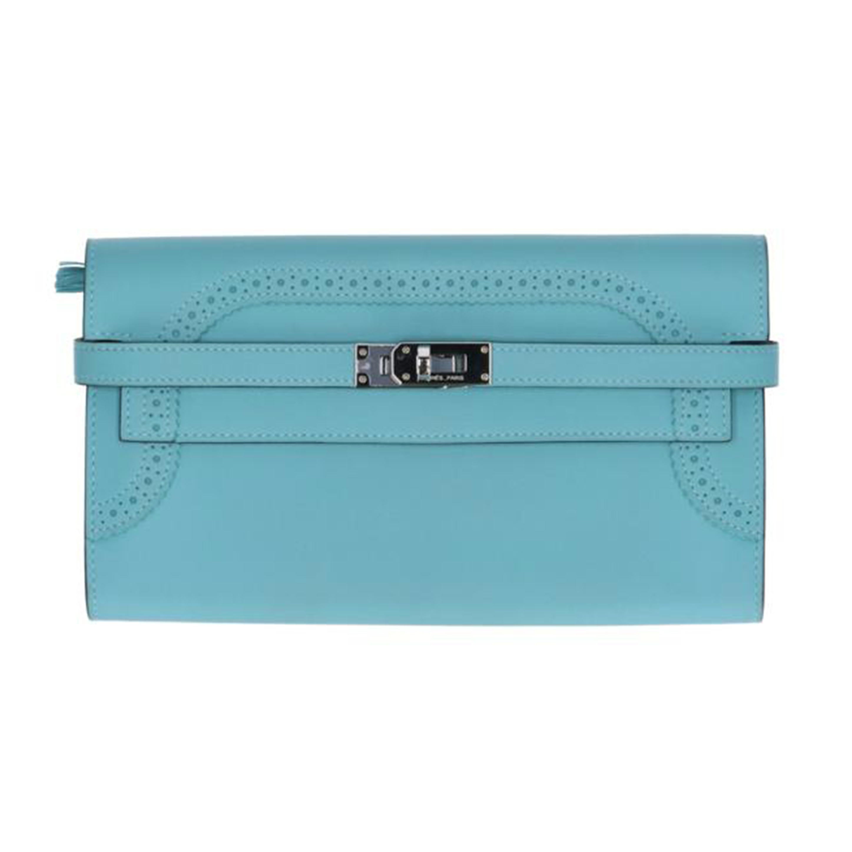 HERMES エルメス/ケリーウオレット・ギリーズ スイフト ブルーアトール/068964CK//T刻印/Aランク/75