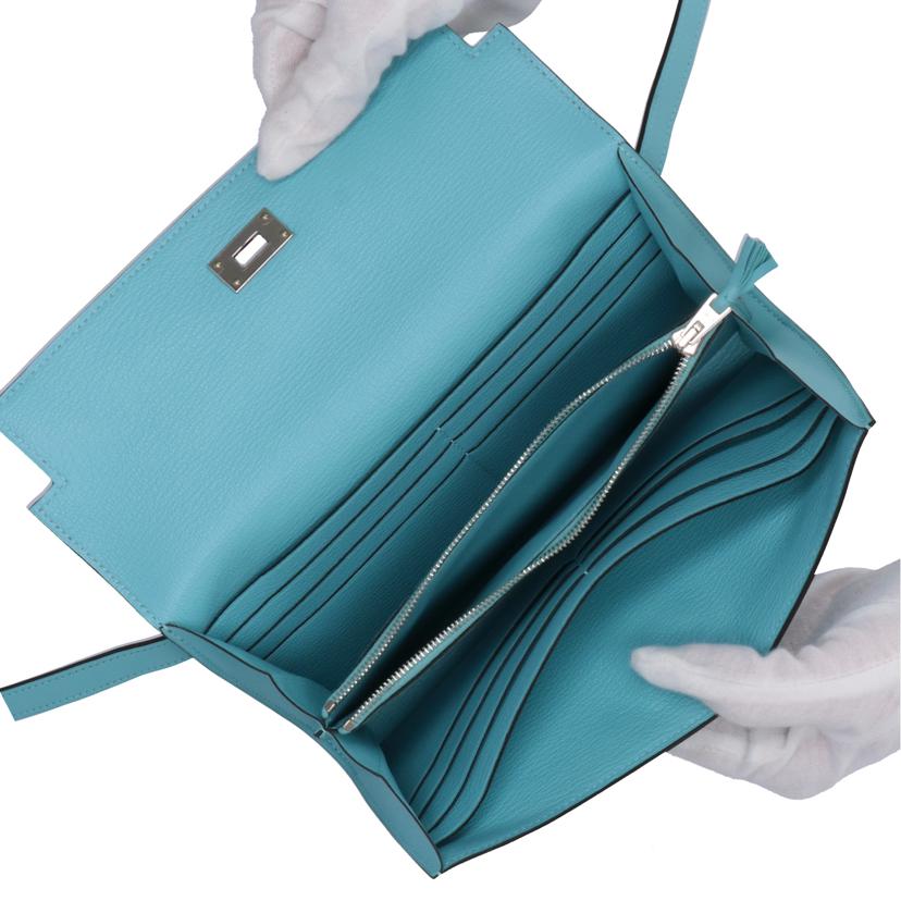 HERMES エルメス/ケリーウオレット・ギリーズ スイフト ブルーアトール/068964CK//T刻印/Aランク/75