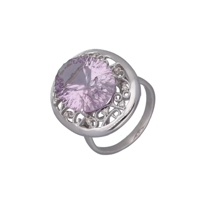 / ◎ K18WGアメジストダイヤリング 12.71/D0.10ct//Aランク/75