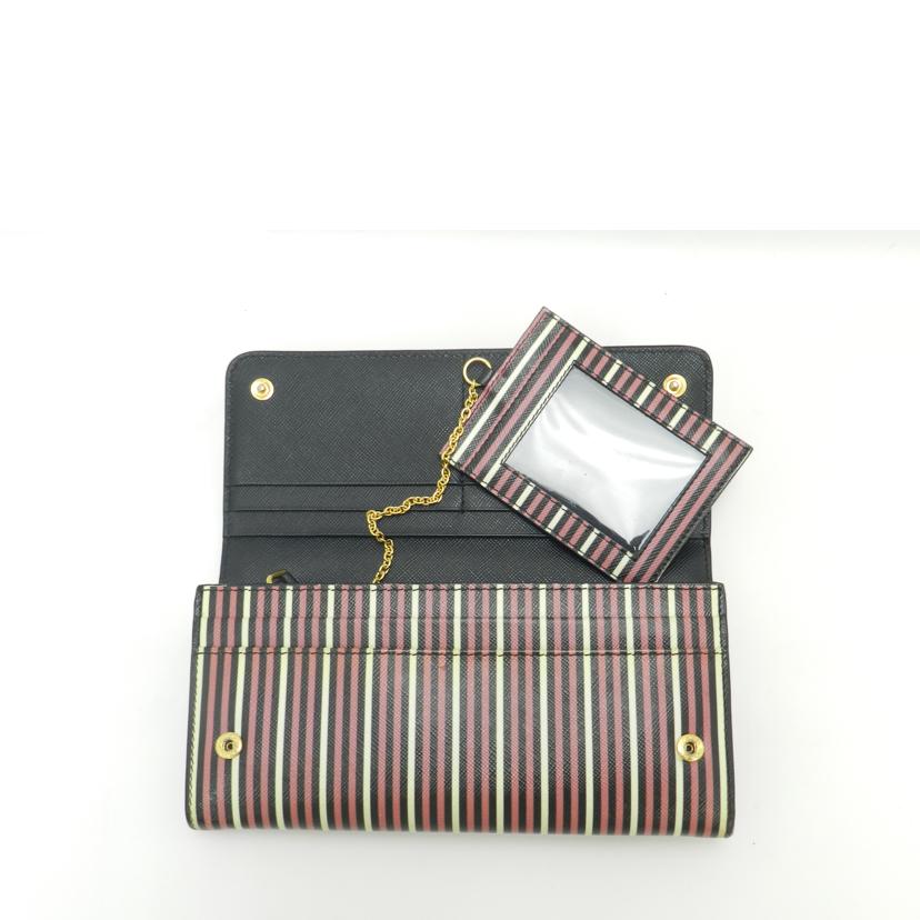 PRADA プラダ パスケース付 レディース/二つ折り長財布/ピンクストライプ/1M0506//42/ABランク/69