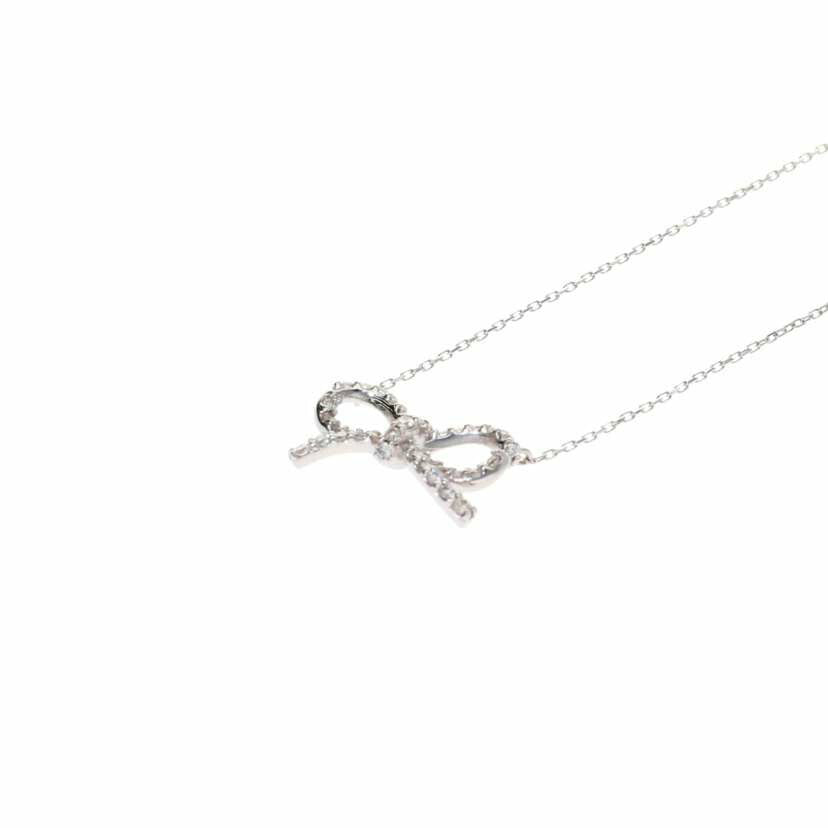 /K18WGリボンダイヤネックレス0.33//Aランク/75