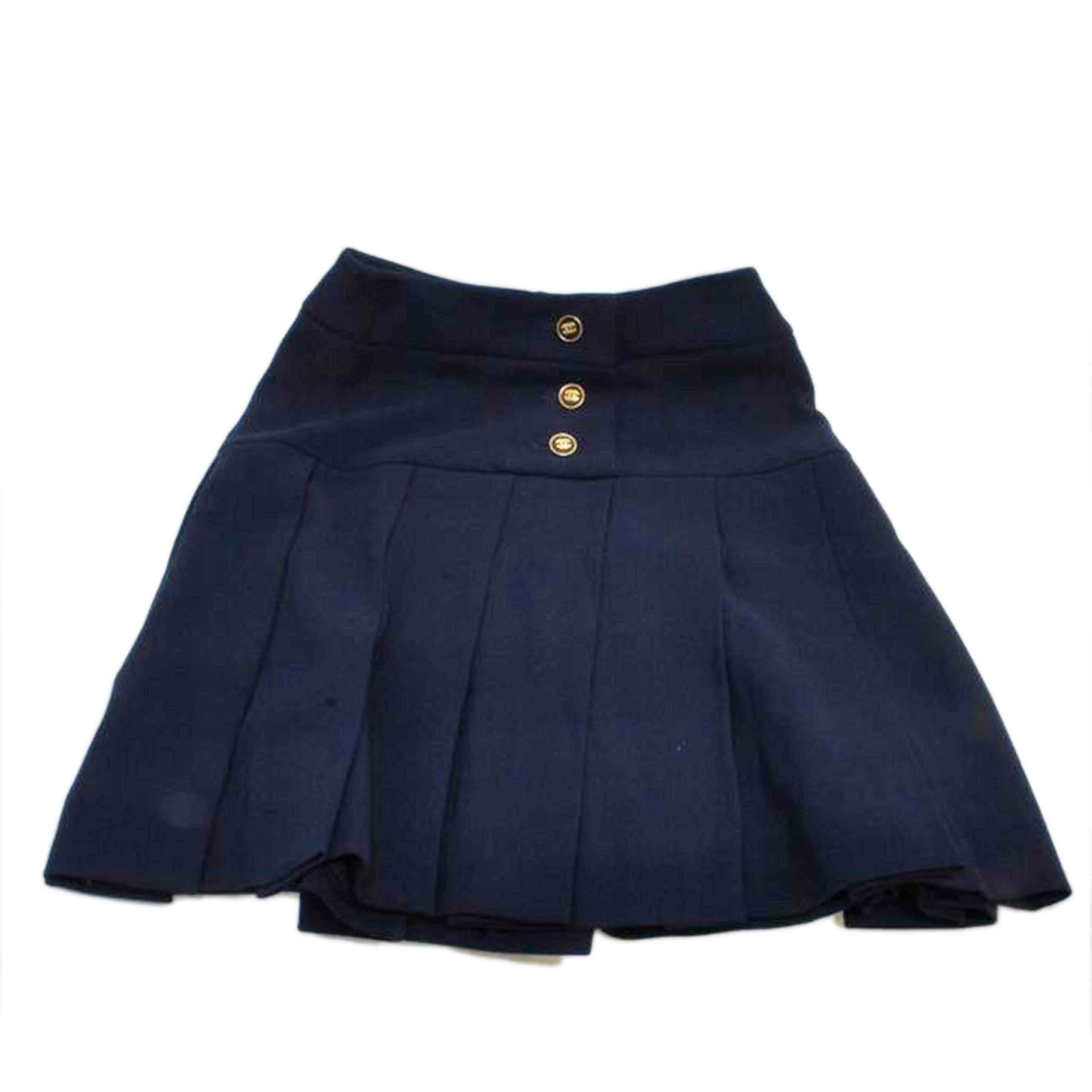 CHANEL シャネル/ココマークボタンビンテージタグウールスカート//ABランク/92