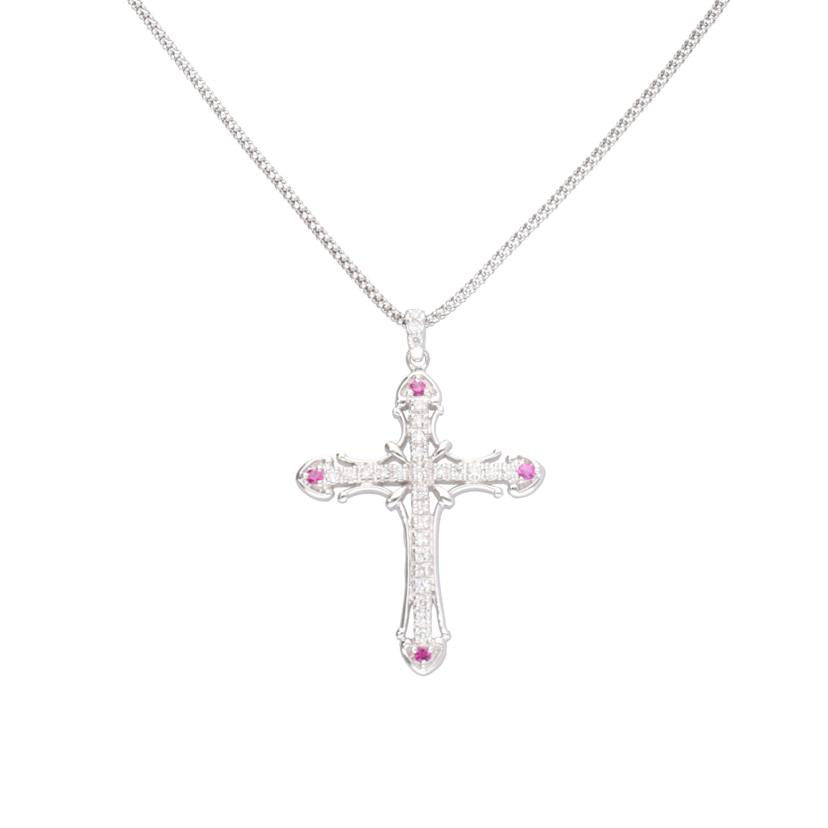 / K18WGルビー ダイヤネックレス0.12/D0.26ct//Aランク/75