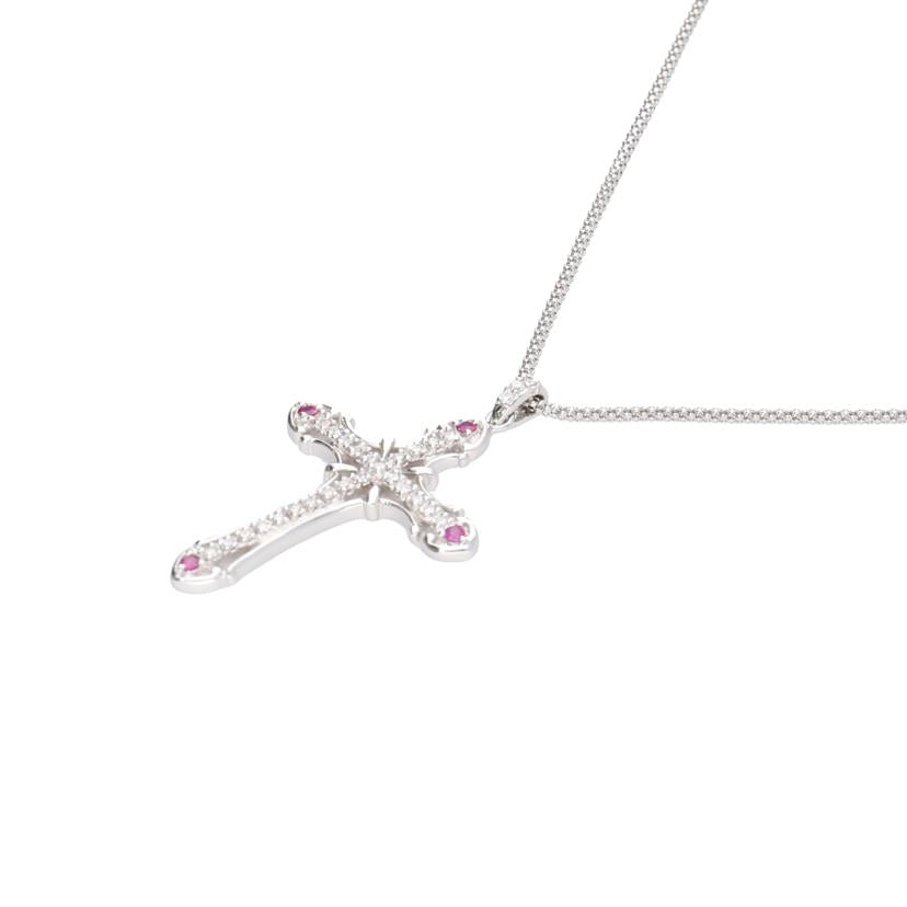 / K18WGルビー ダイヤネックレス0.12/D0.26ct//Aランク/75