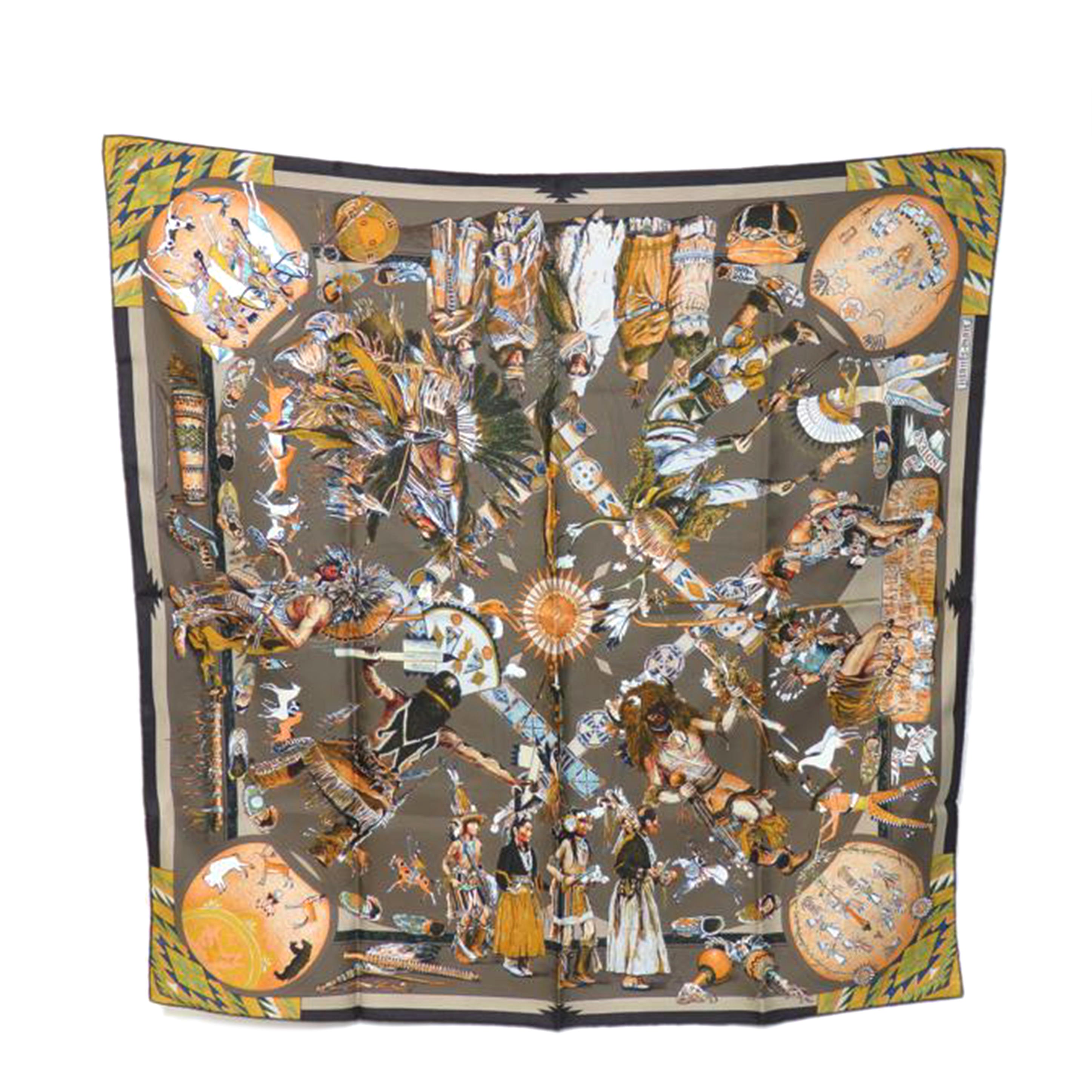 HERMES エルメス/DES INDIENS/インディアン柄/カレ90//Aランク/84