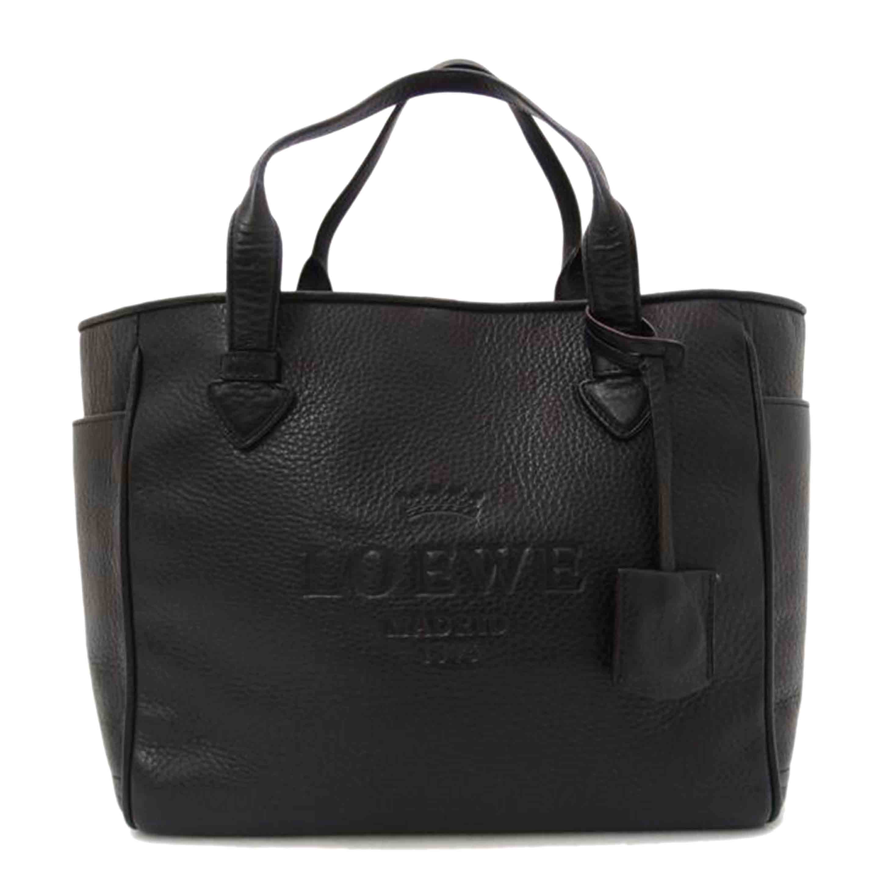 LOEWE ロエベ トートバッグ 手提ゲ レザー/ヘリテージ エンボスドロゴトート/ブラック/ブランドバック/ABランク/69【中古】