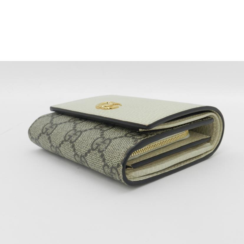 GUCCI グッチ 三つ折り財布 白 レディース/GGマーモントGGスプリーム・コンパクト財布/ホワイト/598587//2184/Aランク/69