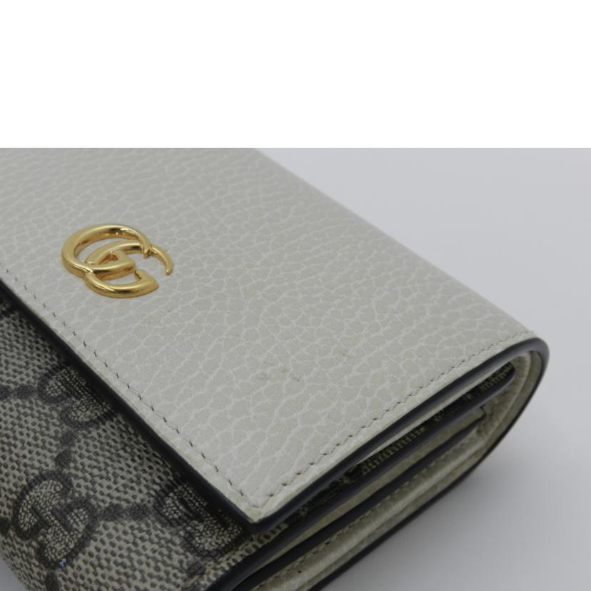 GUCCI グッチ 三つ折り財布 白 レディース/GGマーモントGGスプリーム・コンパクト財布/ホワイト/598587//2184/Aランク/69