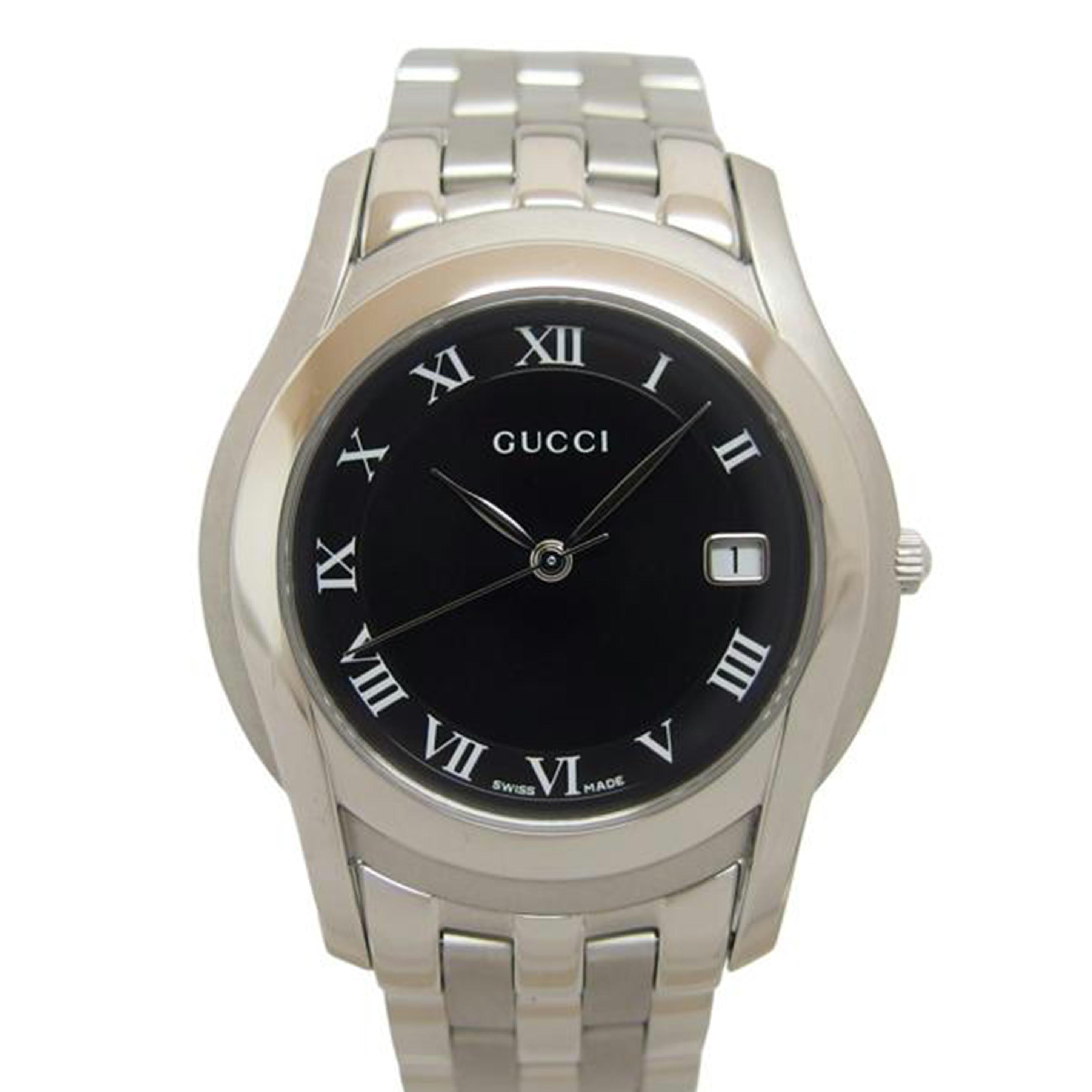 GUCCI グッチ/Gクラス/ブラック文字盤/デイトウォッチ/クォーツ/YA055302(5500M)//017****/ABランク/04