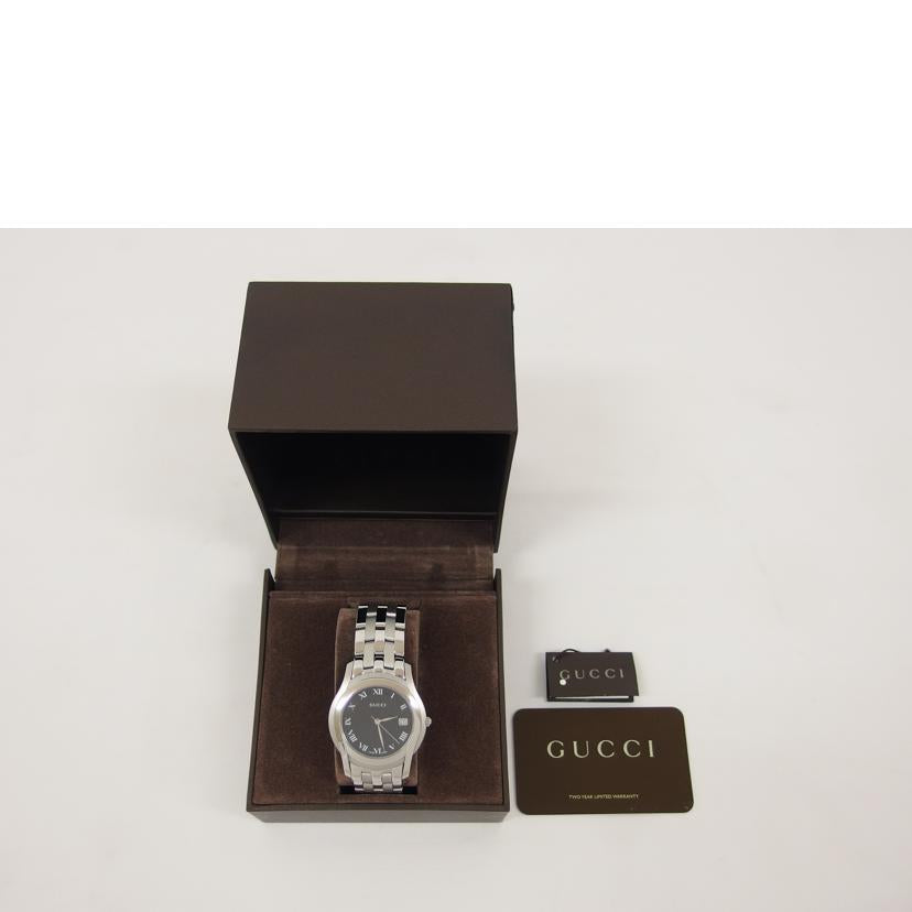GUCCI グッチ/Gクラス/ブラック文字盤/デイトウォッチ/クォーツ/YA055302(5500M)//017****/ABランク/04