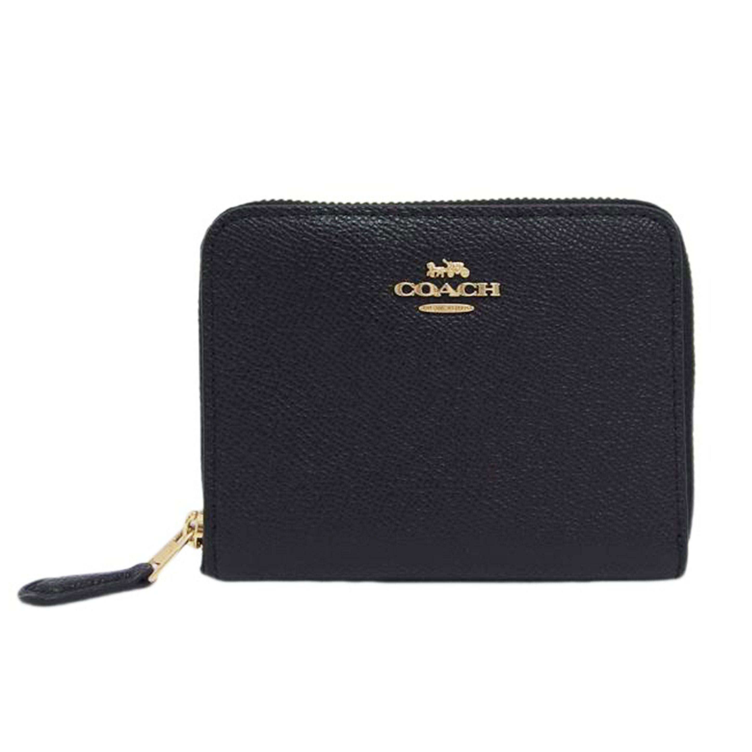 COACH コーチ/型押しレザー/ラウンドファスナーコンパクト財布/ブラック/29677//G1832/Aランク/04